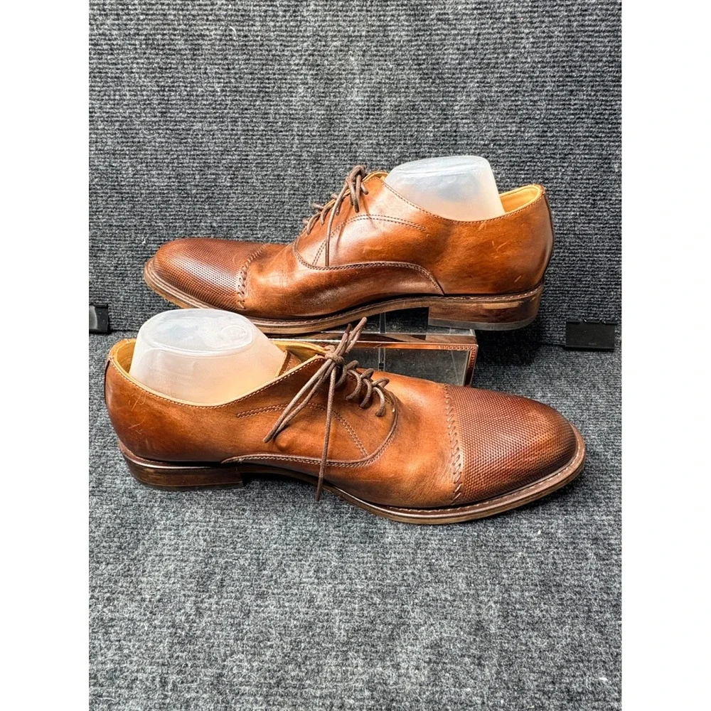 Joseph Abboud Mens Tan Leather Cap Toe Oxford Dress Shoes X250872 Size 13D